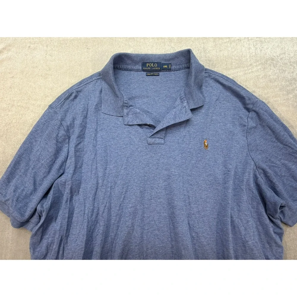 Polo Ralph Lauren Pima Soft Touch Men Polo Shirt XXL Blue Flesh Pony